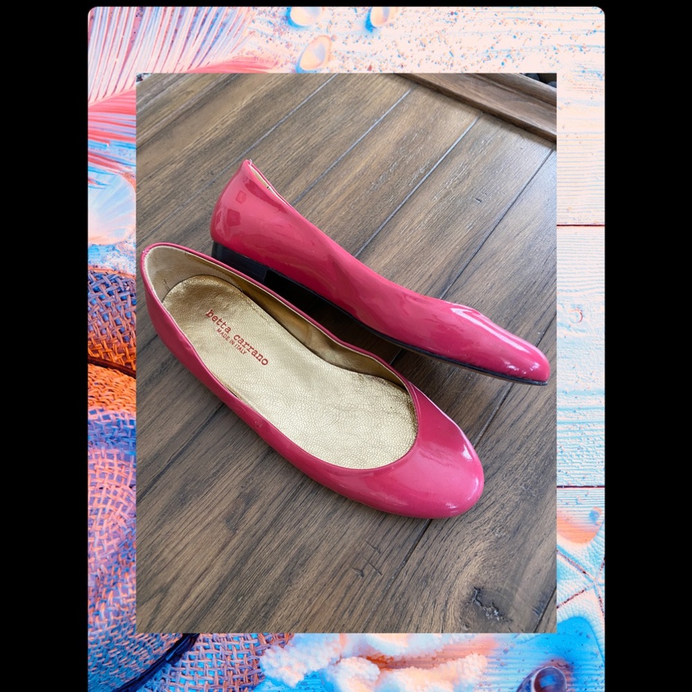 Hot Pink & Gold Patent Flats made in Italy